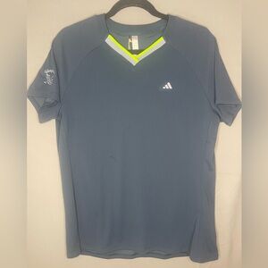 Adidas HEAT.RDY Women’s large Dark Gray Tee with Neon Accents